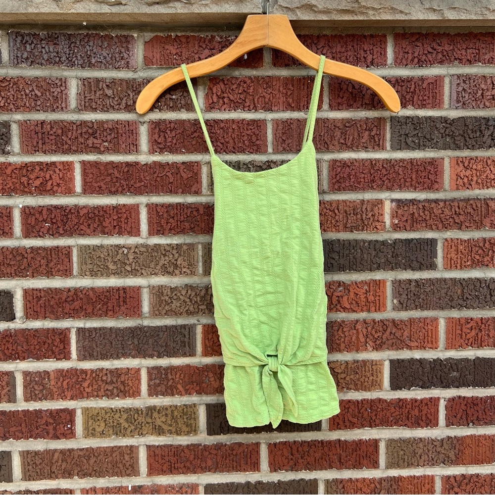 Speechless Kids Light Green Textured Criss Cross Back Tank Top